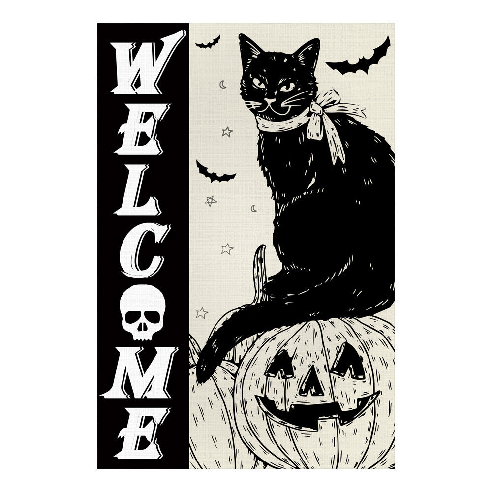 Bannière de jardin d'Halloween, drapeau du Jour des morts, fantôme créatif