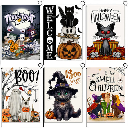 Bannière de jardin d'Halloween, drapeau du Jour des morts, fantôme créatif