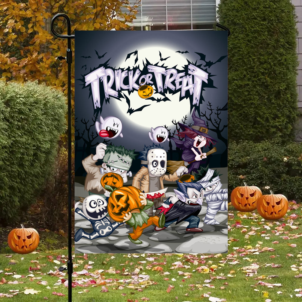 Bannière de jardin d'Halloween, drapeau du Jour des morts, fantôme créatif