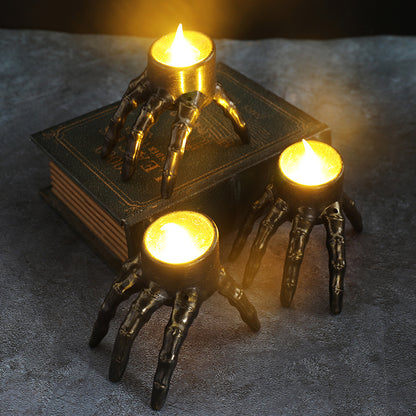 Lanterne à main en forme de crâne pour Halloween, accessoire de décoration d'ambiance, lanterne de nuit à pied de crâne, lanterne à bougie d'Halloween